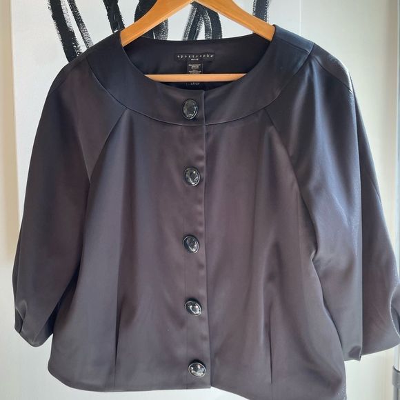 Apostrophe Jackets & Blazers - Apostrophe Petite Black Button Up Jacket